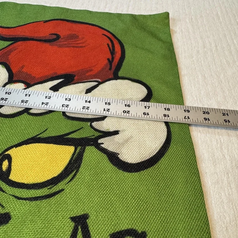 Merry Grinchmas Throw Pillow Cover Green Christmas‎ Decor Grinch Santa Hat